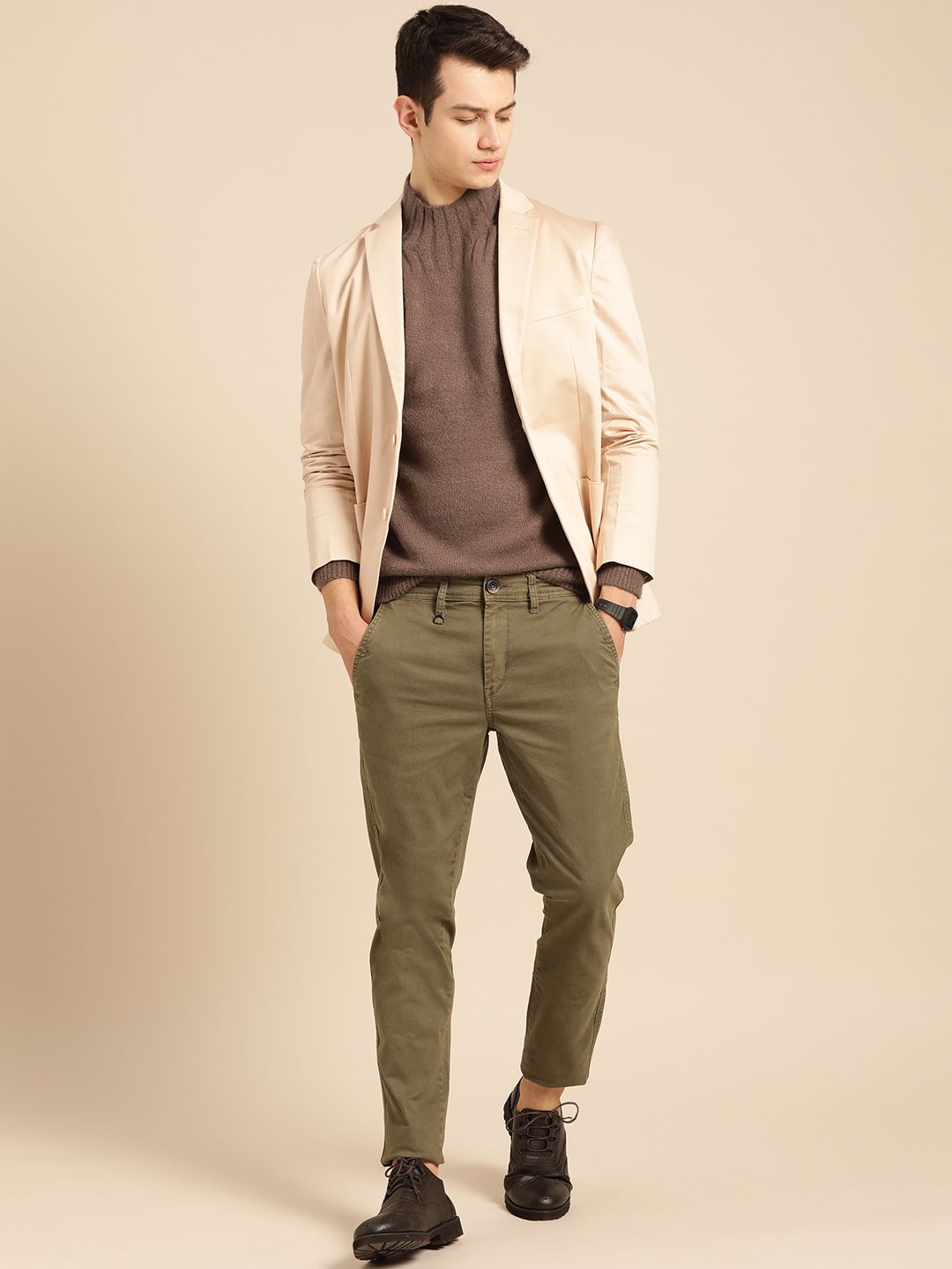 Mr Bowerbird Men Brown Solid Pullover Sweater