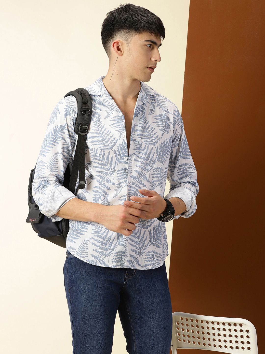 Thomas Scott Classic Floral Printed Cuban Collar Cotton Casual Shirt
