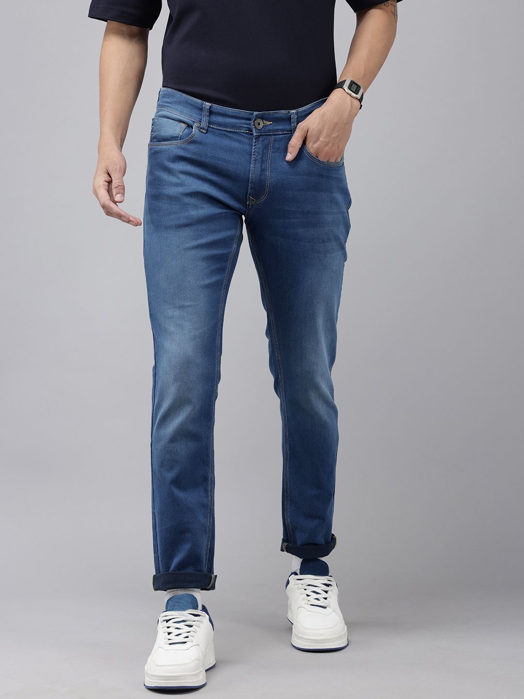 SPYKAR Men Skinny Slim Fit Low-Rise Light Fade Stretchable Jeans