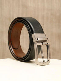 Teakwood Leathers Men Textured Leather Reversible Formal Belt