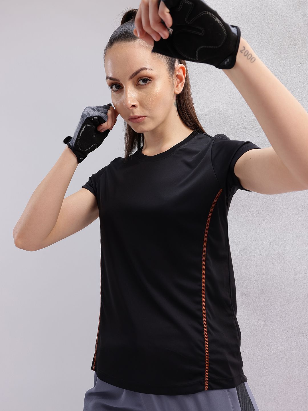 HRX by Hrithik Roshan Contrast Stitch Rapid-Dry Training T-shirt