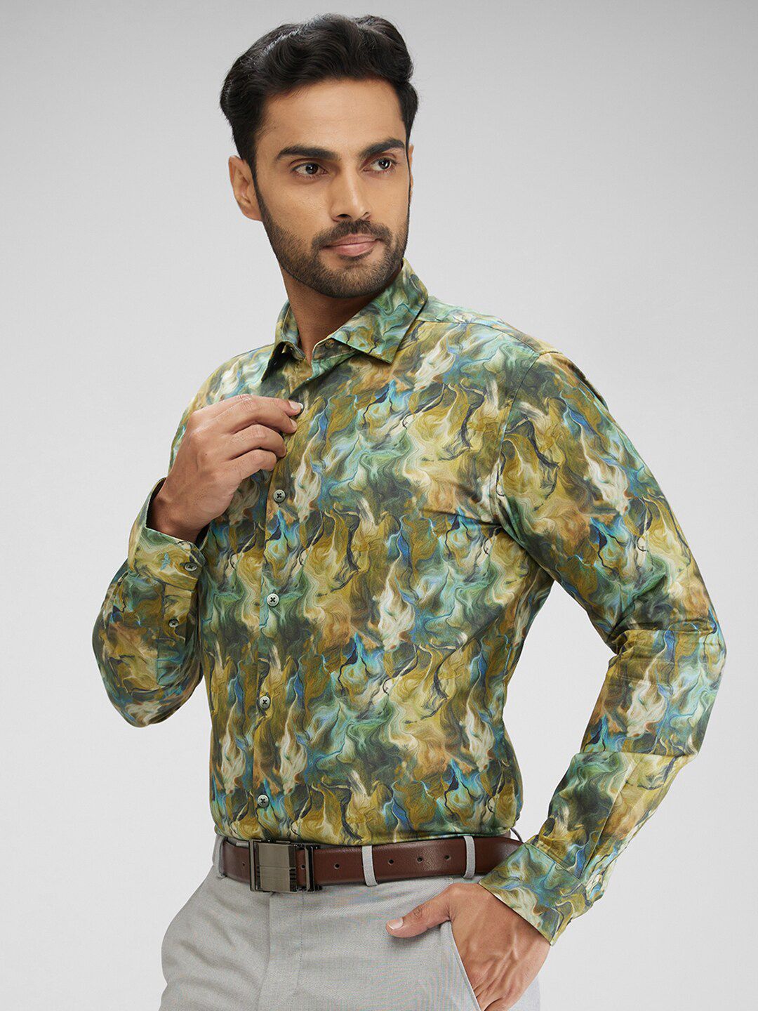 Park Avenue Slim Fit Floral Opaque Printed Cotton Casual Shirt