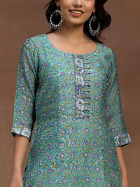 Libas Floral Printed Regular Pure Cotton Straight Kurta with Trousers & Dupatta