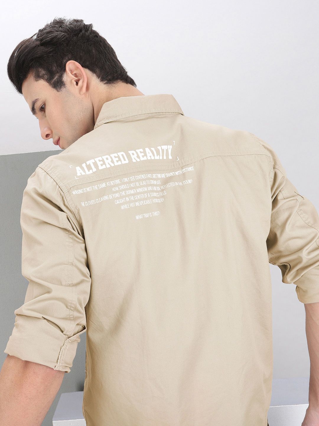 The Indian Garage Co Men Utililty Regular Fit Solid Shirt with Double flap Pocket