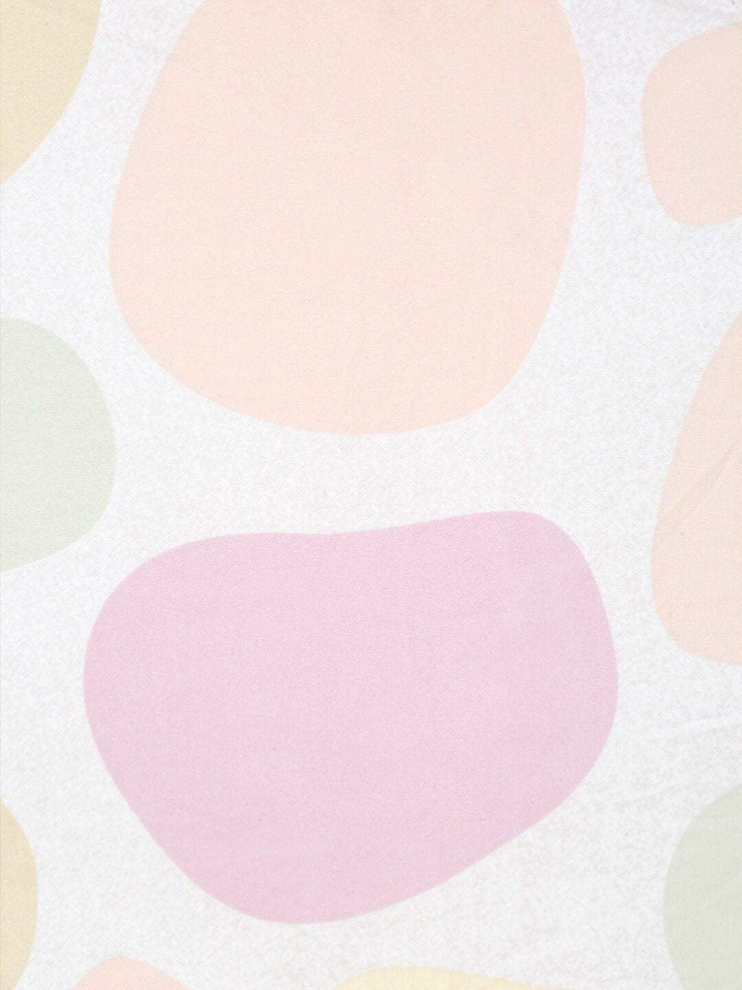 KLOTTHE Beige & Pink Printed 300TC Fitted Double King Bedsheet With 2 Pillow Covers