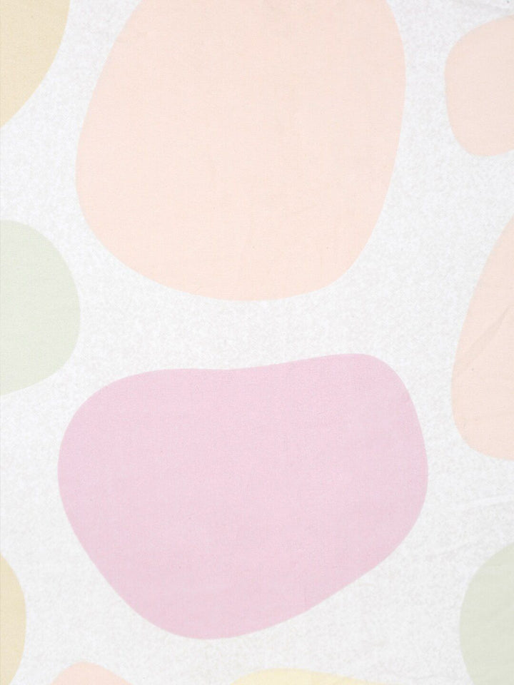 KLOTTHE Beige & Pink Printed 300TC Fitted Double King Bedsheet With 2 Pillow Covers