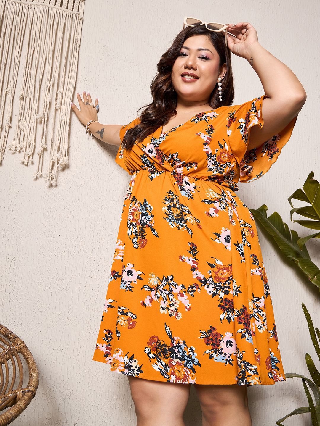 Berrylush Curve Floral Print Fit & Flare Dress