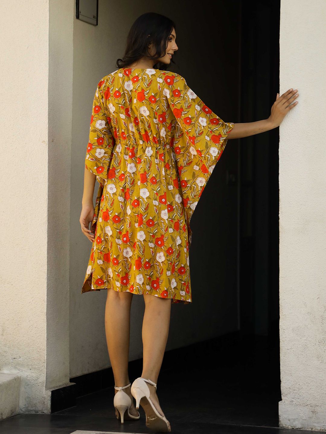 SANSKRUTIHOMES Women Printed Kaftan Cotton Nightdress