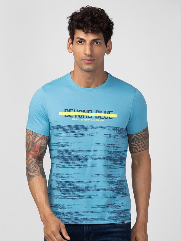 T-shirt kapas yang dicetak abstrak lelaki spykar lelaki