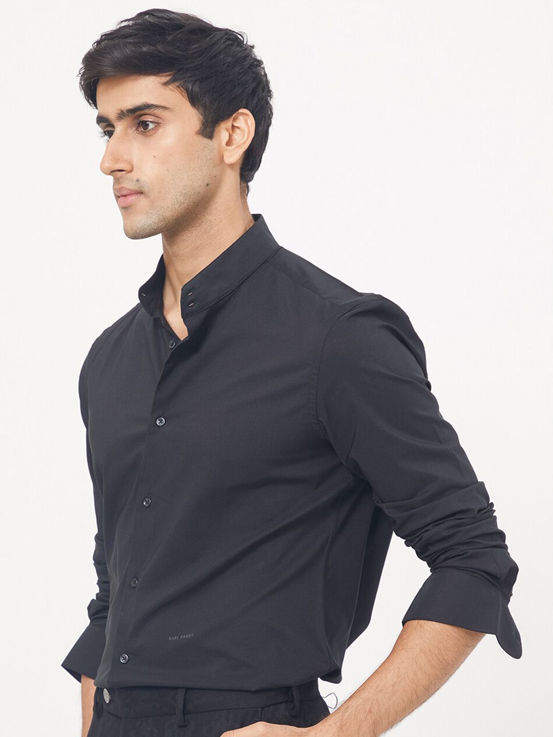 RARE RABBIT Men Coxx Slim Fit Mandarin Collar Shirt