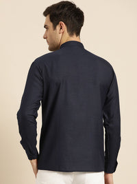 SOJANYA Men Navy Blue Solid Straight Kurta