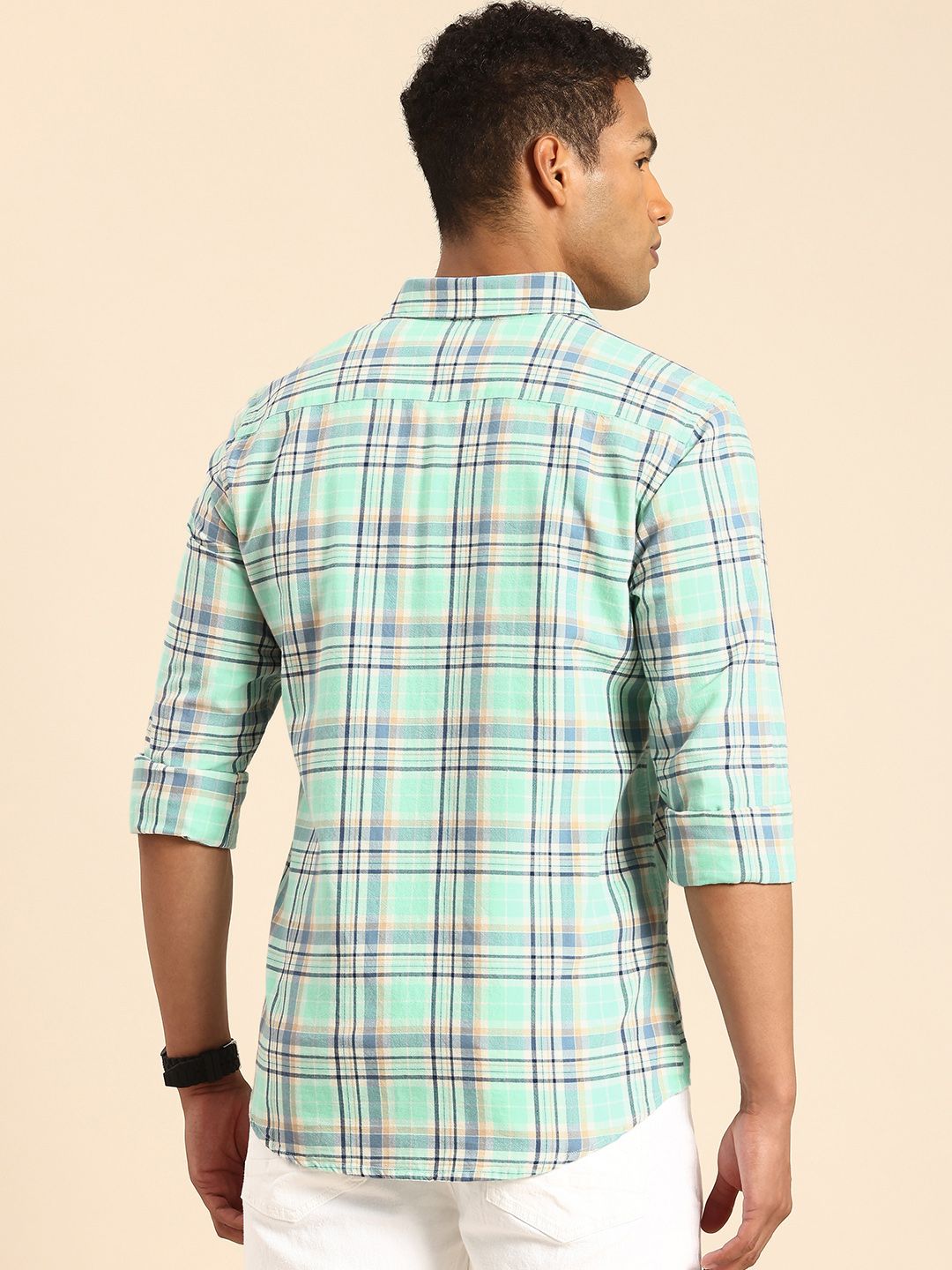 Being Human Slim Fit Checked Pure Cotton Casual Shirt