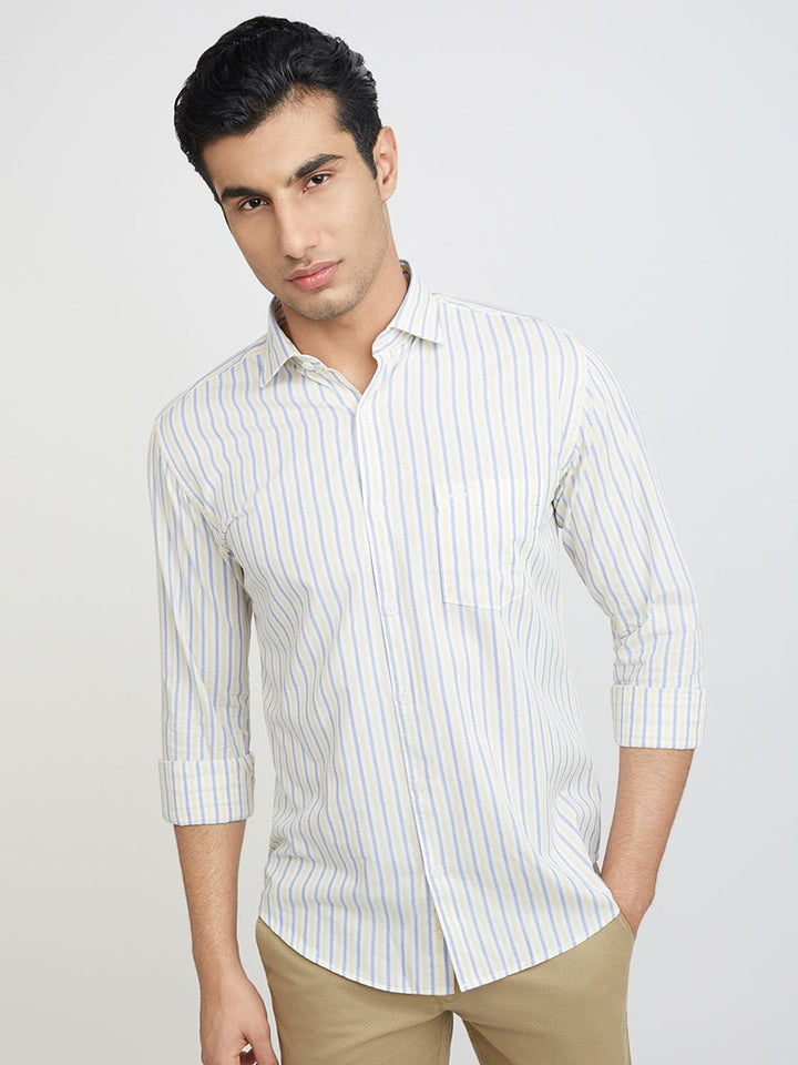 Park Avenue Men Slim Fit Vertical Stripes Opaque Pure Cotton Casual Shirt
