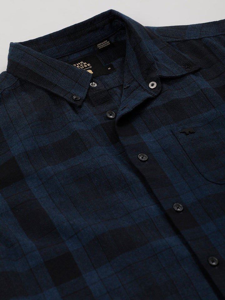 THE BEAR HOUSE Men Checked Cotton Slim Fit Casual Shirt