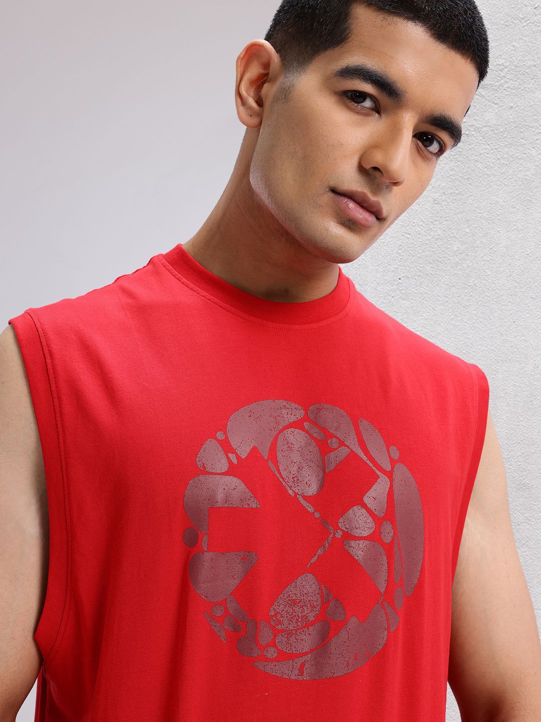 HRX oleh Hrithik Roshan dicetak T-shirt Yoga Kapas Pure