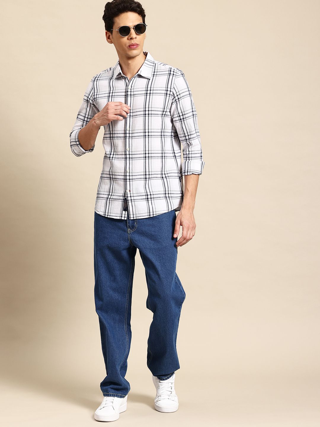 Being Human Men Slim Fit Pure Cotton Checked Casual Shirt