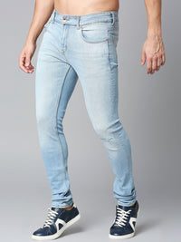 SPYKAR Men Slim Fit Low-Rise Mildly Distressed Light Fade Stretchable Cotton Jeans
