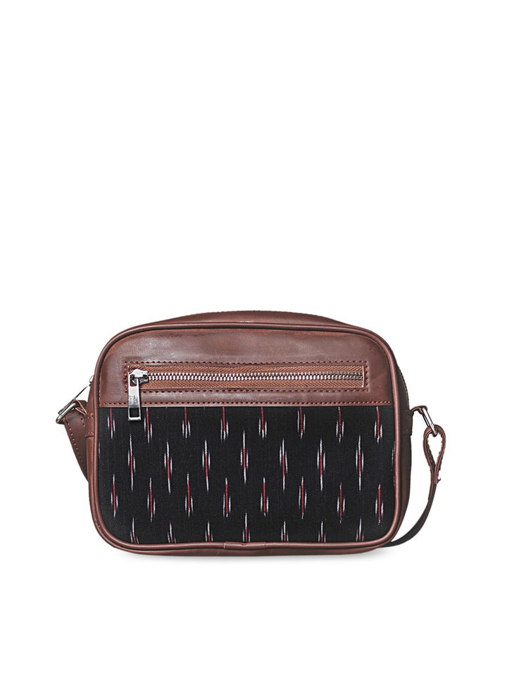 ZOUK Black Printed Structured Sling Bag