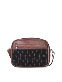 ZOUK Black Printed Structured Sling Bag