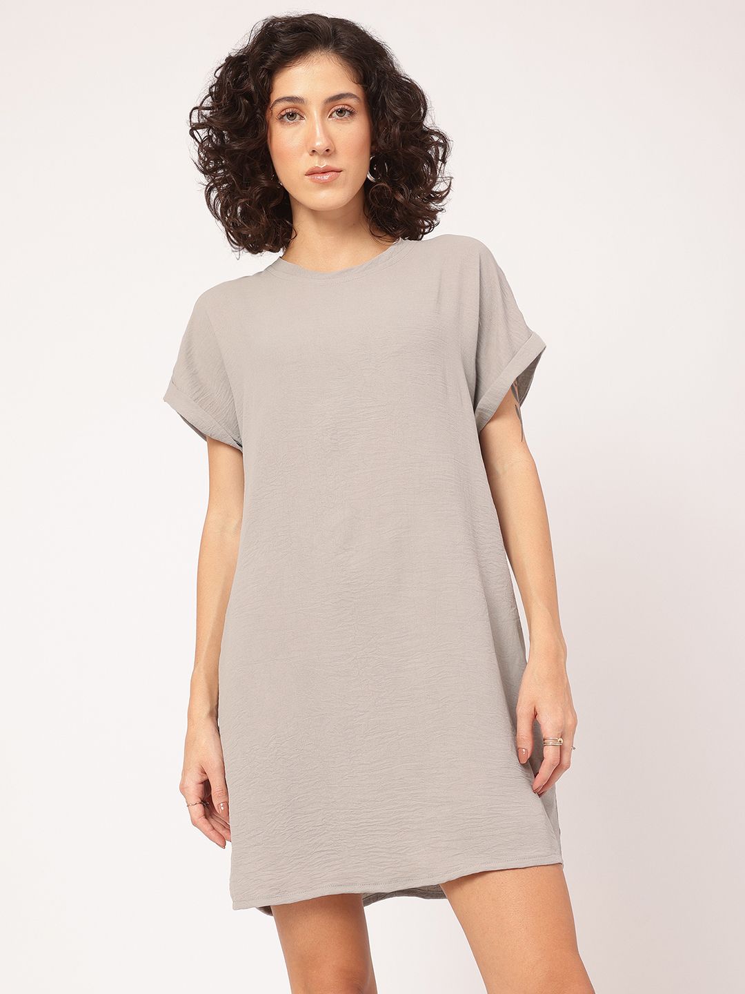 DressBerry Ultimate Grey Muted Melodies T-shirt Dress