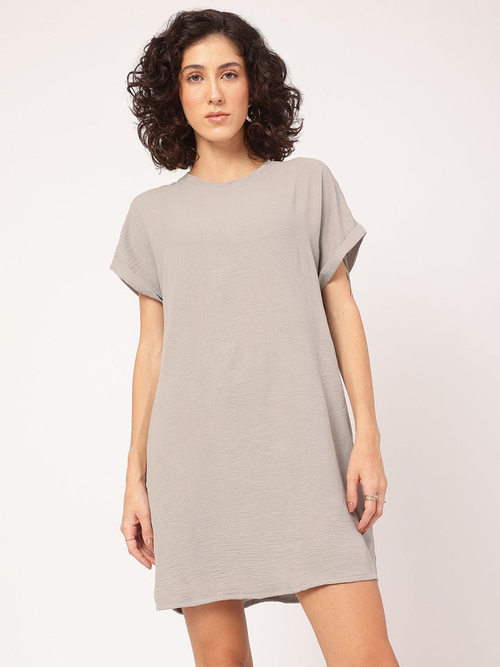 DressBerry Ultimate Grey Muted Melodies T-shirt Dress