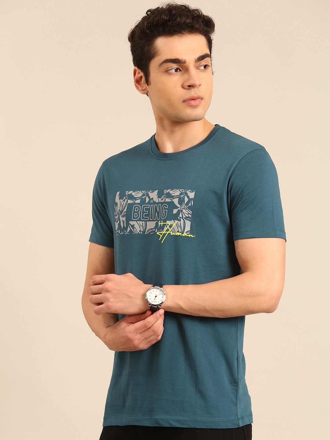 Being Human Typography Printed Pure Cotton T-shirt