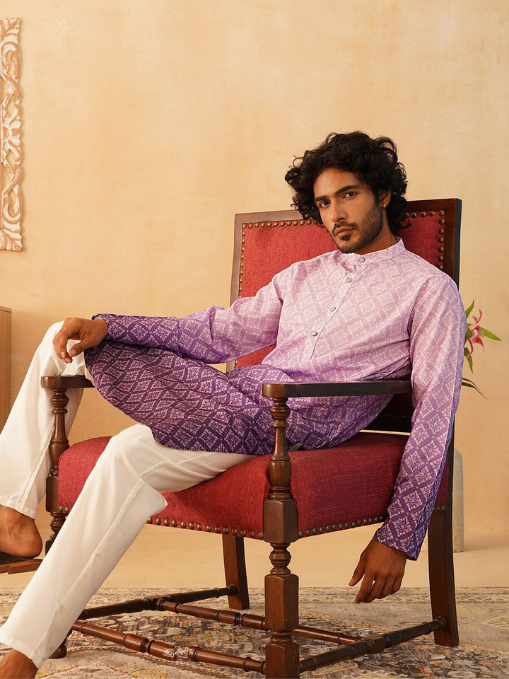 Jompers Ethnic Motifs Printed Band Collar Pure Cotton Straight Kurta