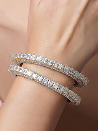 KARATCART Set Of 2 Gold Plated & AD Studded Bangles