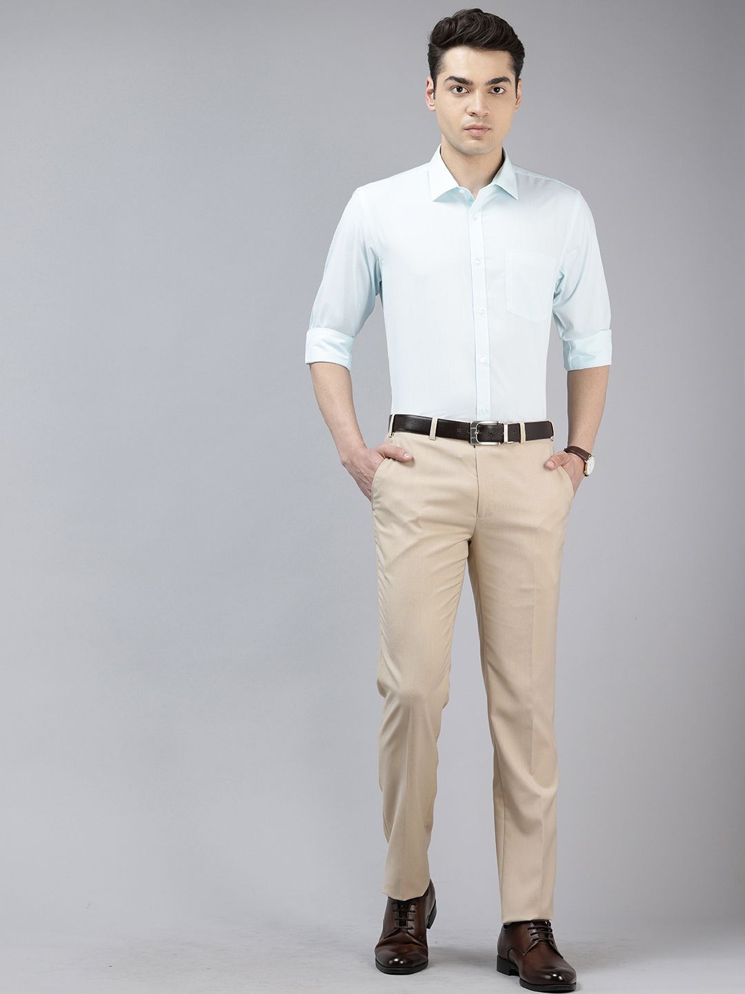 Park Avenue Men Textured Slim Fit Formal Trousers