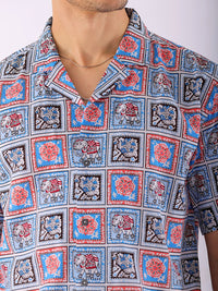 The Indian Garage Co Men Relaxed Fit Indie Geo Mosaic Printed Resortwear Shirt