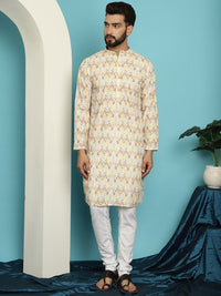 SOJANYA Kurta Kapas Tulen Sulam Chevron dengan Churidar