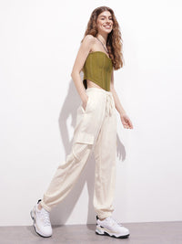 DressBerry Women Bougie-Beige Off-Duty Cargo Joggers