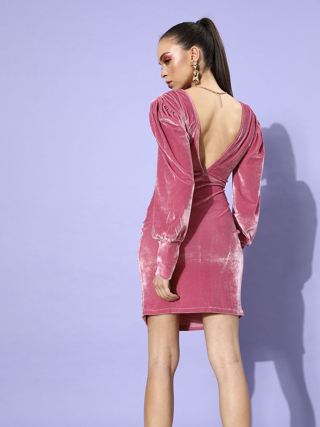 STREET 9 Women Pretty Pink Solid Velvet Dress