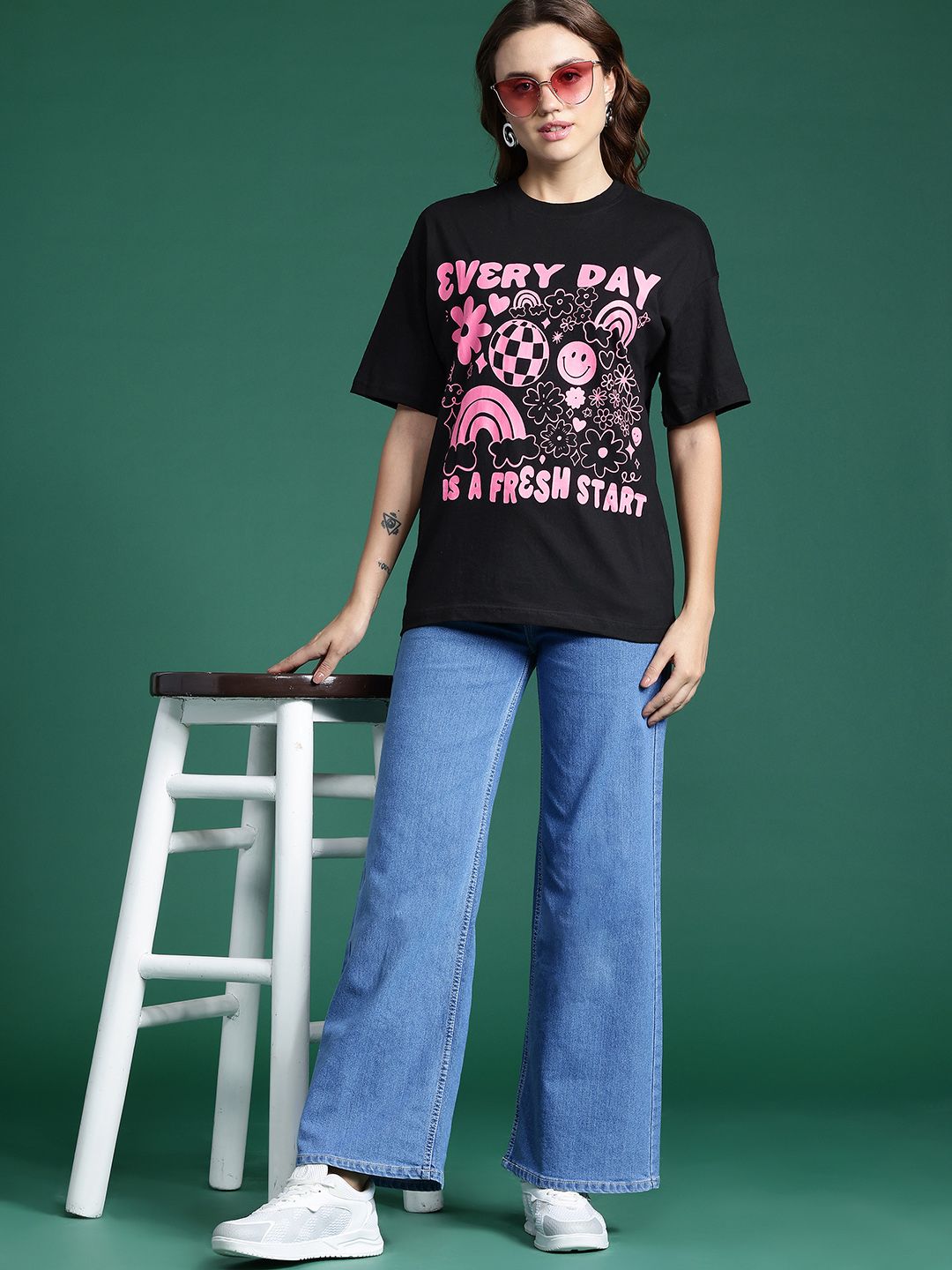 DressBerry Women Printed Pure Cotton T-shirt
