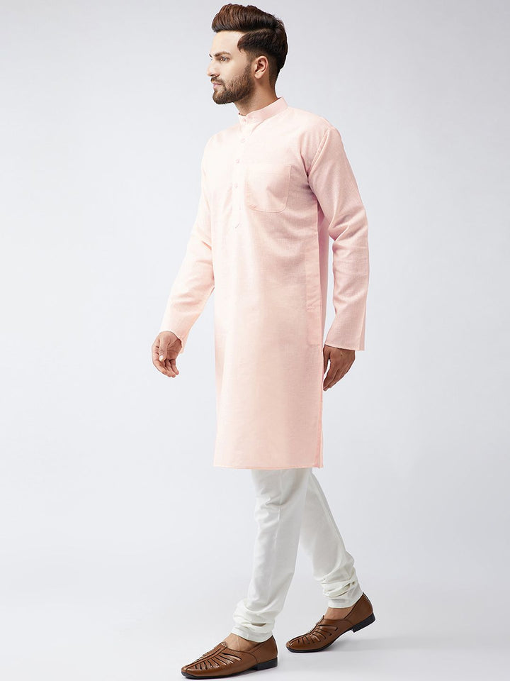 SOJANYA Kurta Lurus Pepejal Berwarna Peach Lelaki
