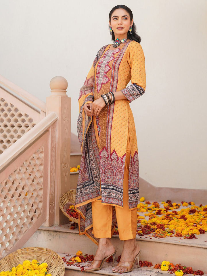KALINI Women Ethnic Motifs Printed Regular Kurta with Trousers & With Dupatta