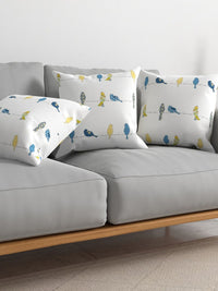 URBAN SPACE White & Blue 5 Pieces Quirky Printed Square Cushion Covers