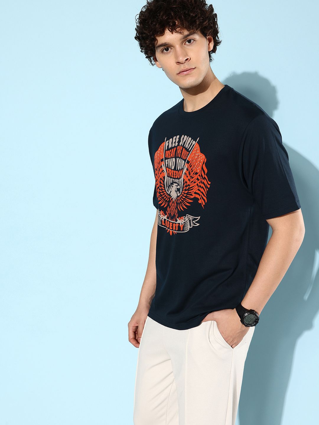 Difference of Opinion Men Printed Pure Cotton Oversize T-shirt