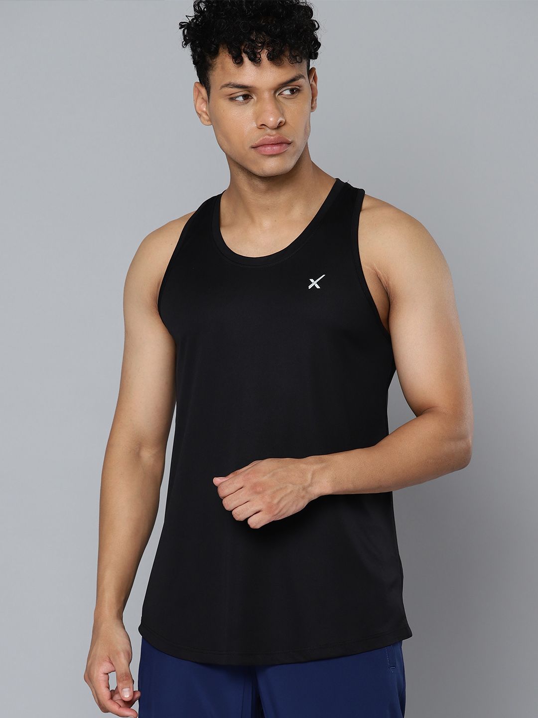 HRX by Hrithik Roshan Rapid-Dry Brand Logo Printed Back Sleeveless Training T-shirt