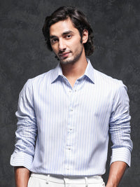 RARE RABBIT Men Astum Slim Fit Vertical Striped Cotton Shirt