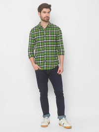 SPYKAR Men Green Tartan Checks Checked Casual Shirt