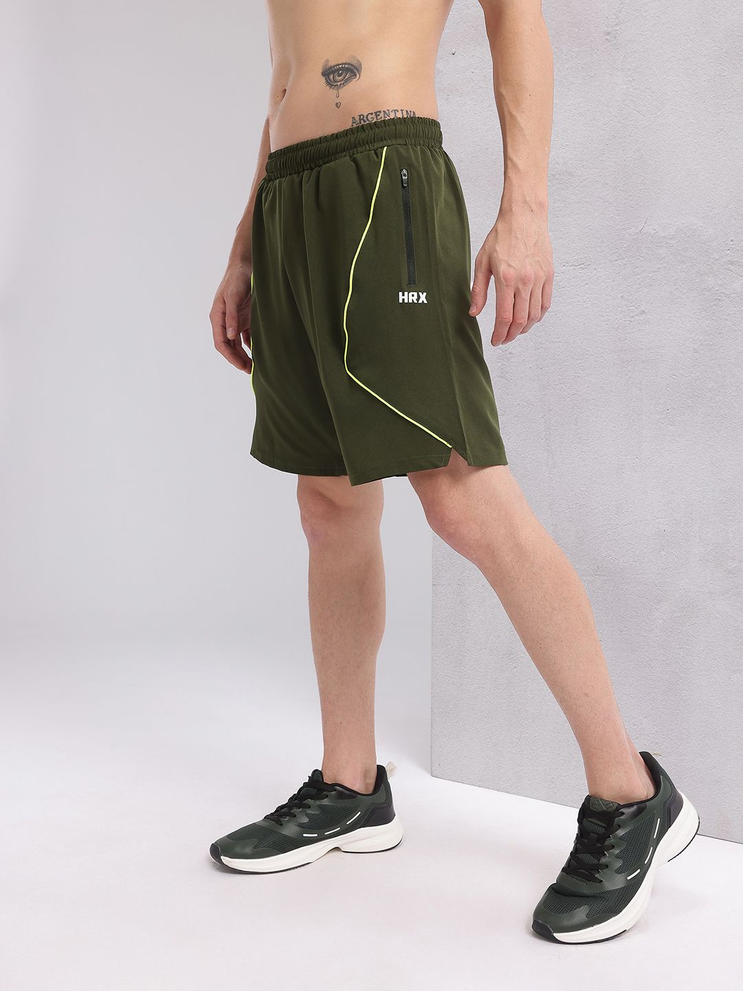HRX by Hrithik Roshan Men Brand Logo Print Detail Training Shorts with Contrast Piping