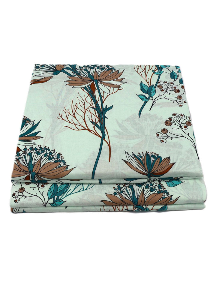 BOMBAY DYEING Green Floral Cotton 140 TC Queen Fitted Bedsheet Set-1.52 m X 1.98 m X 30 cm