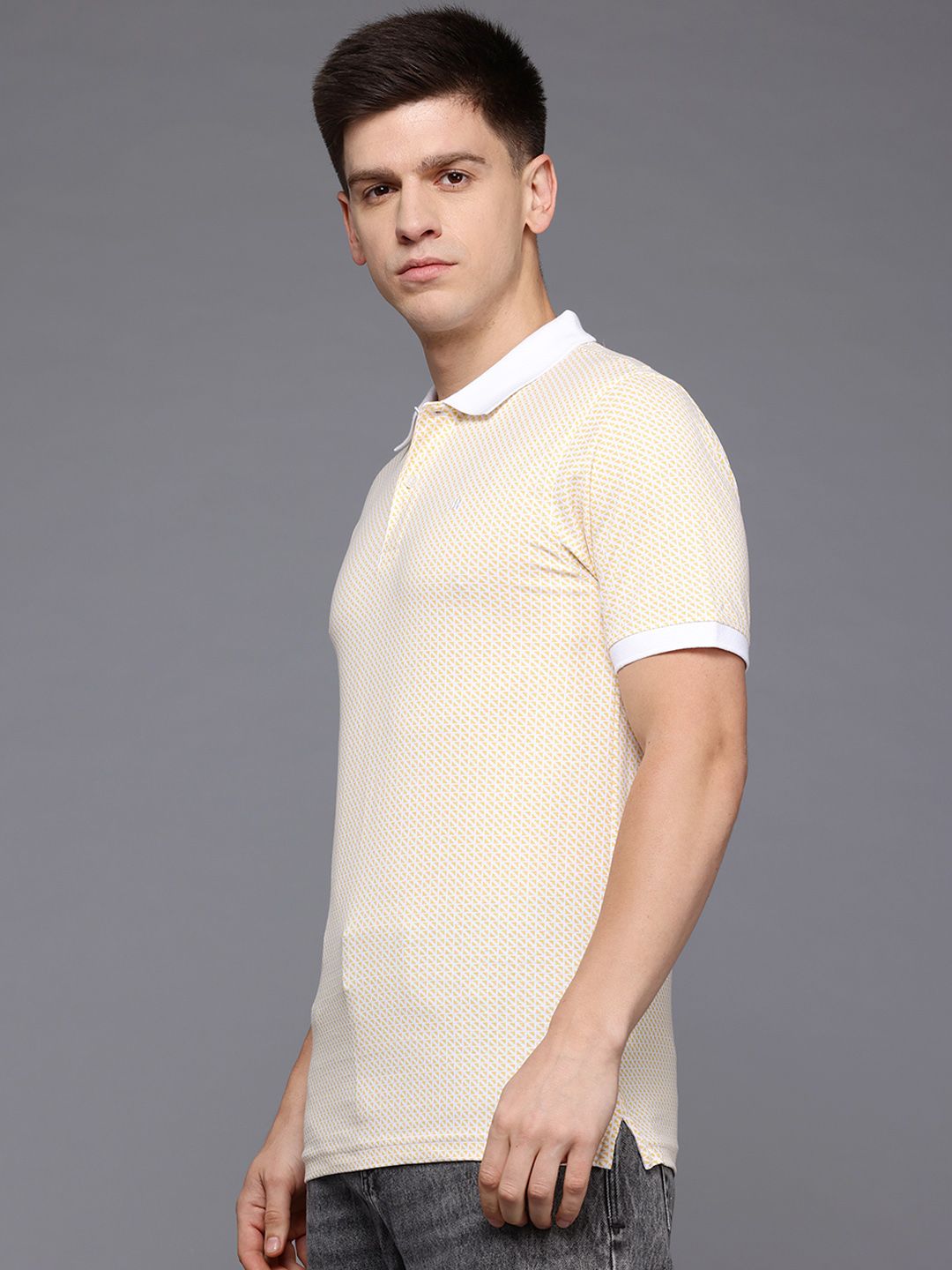 Raymond Geometric Print Polo Collar Pure Cotton Modern Fit T-shirt