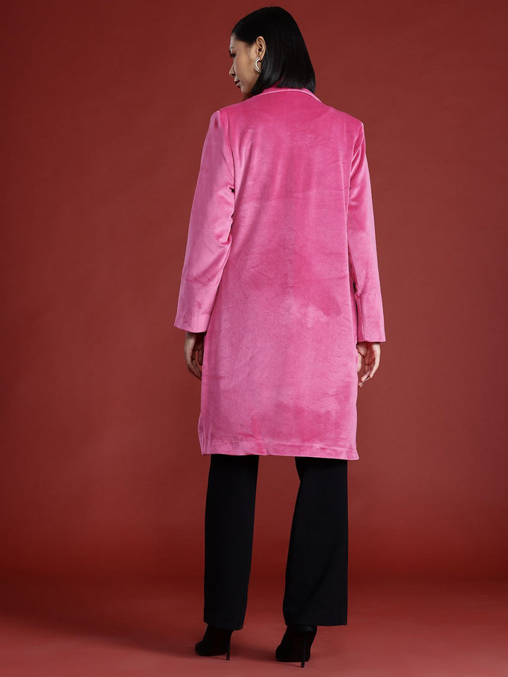 all about you Notched Lapel Collar Velvet Finish Overcoat