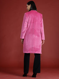 all about you Notched Lapel Collar Velvet Finish Overcoat
