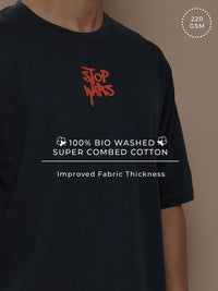 Difference of Opinion Men Graphic Printed Embossed Oversized T-shirt