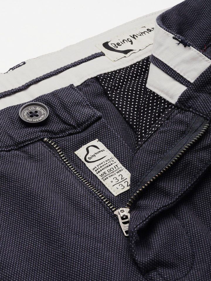 Being Human Men Self Design Textured Chinos Trousers