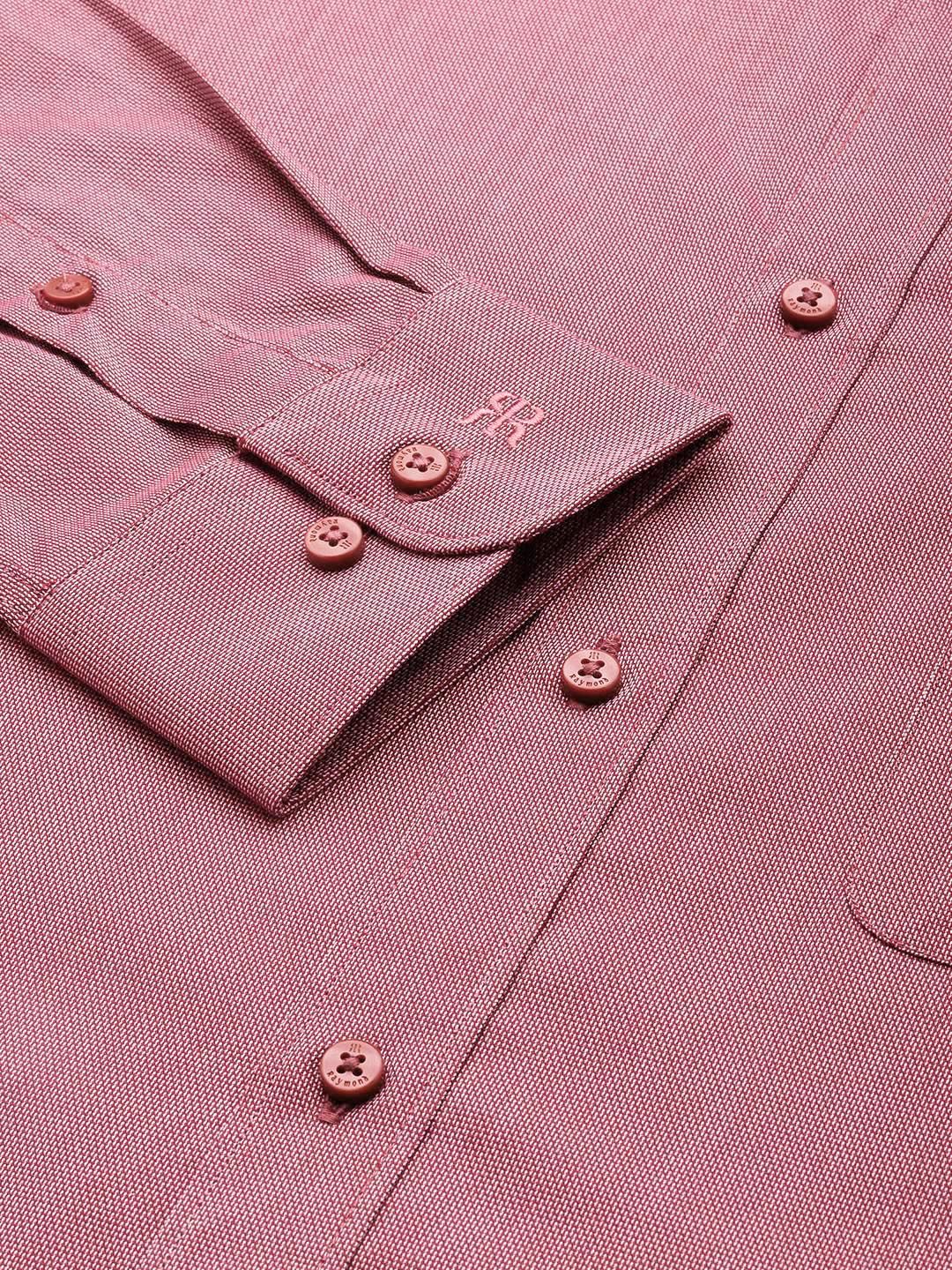 Raymond Pure Cotton Self Design Slim Fit Textured Formal Shirt