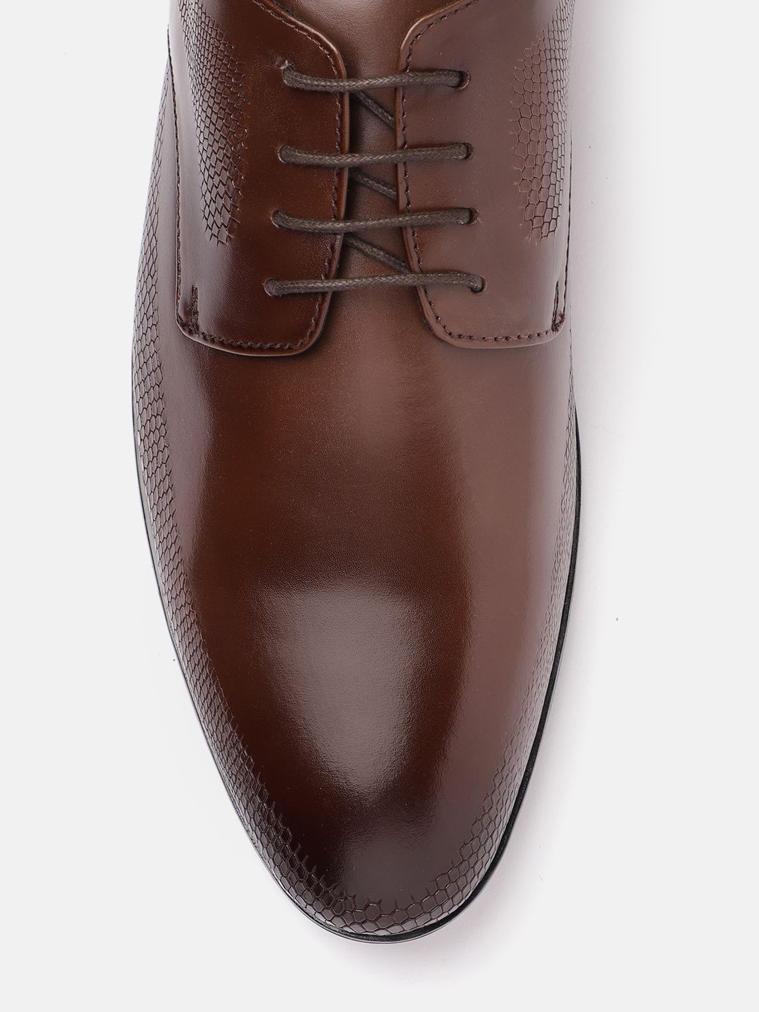 House of Pataudi Men Textured Detail Formal Derbys